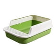 thumbnail image 1 of Cat Detachable Open Top Pet Litter Tray Splashproof Semi Closed Large White and Green, 1 of 8