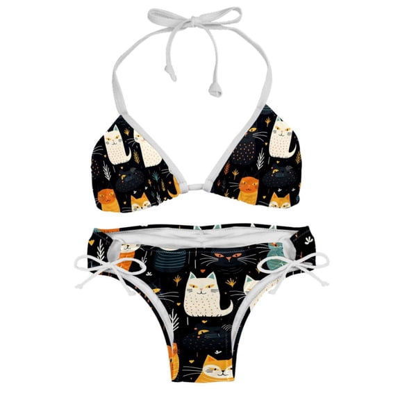 Cat Detachable Sponge Adjustable Strap Bikini Set 2-Pack Swimwear Swimsuit.SceneManagement Beach Pool Party Vacation.