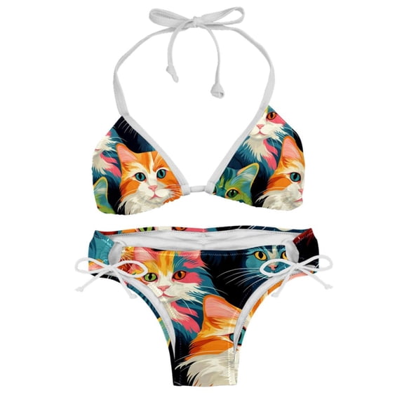 Cat Detachable Sponge, Adjustable Strap, Bikini Set Two-Pack Swim Suit – Beach, Pool, Vacation