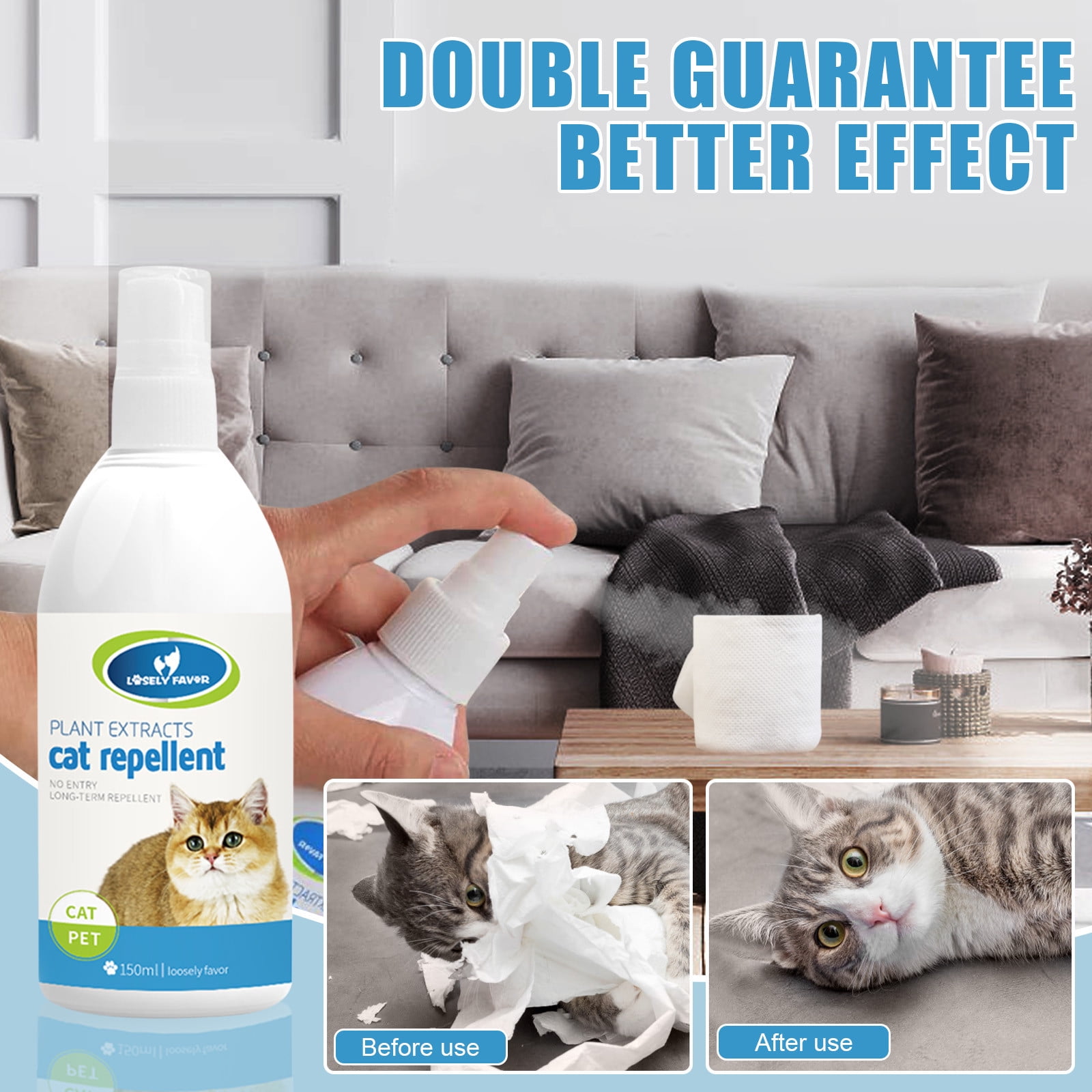 View of Cat Deterrent Spray, Natural Cat Repellent Spray, Anti-Scratch ...