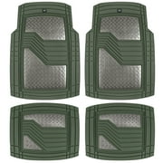 Cat  DiamondShield  Rubber Floor Mats for Cars Trucks SUV, All Weather Protection, Front and Rear Car Mats with Heel Pad & Anti-Slip Backing, Universal Trim-to-Fit Rubber Floor Mats for Car, Green