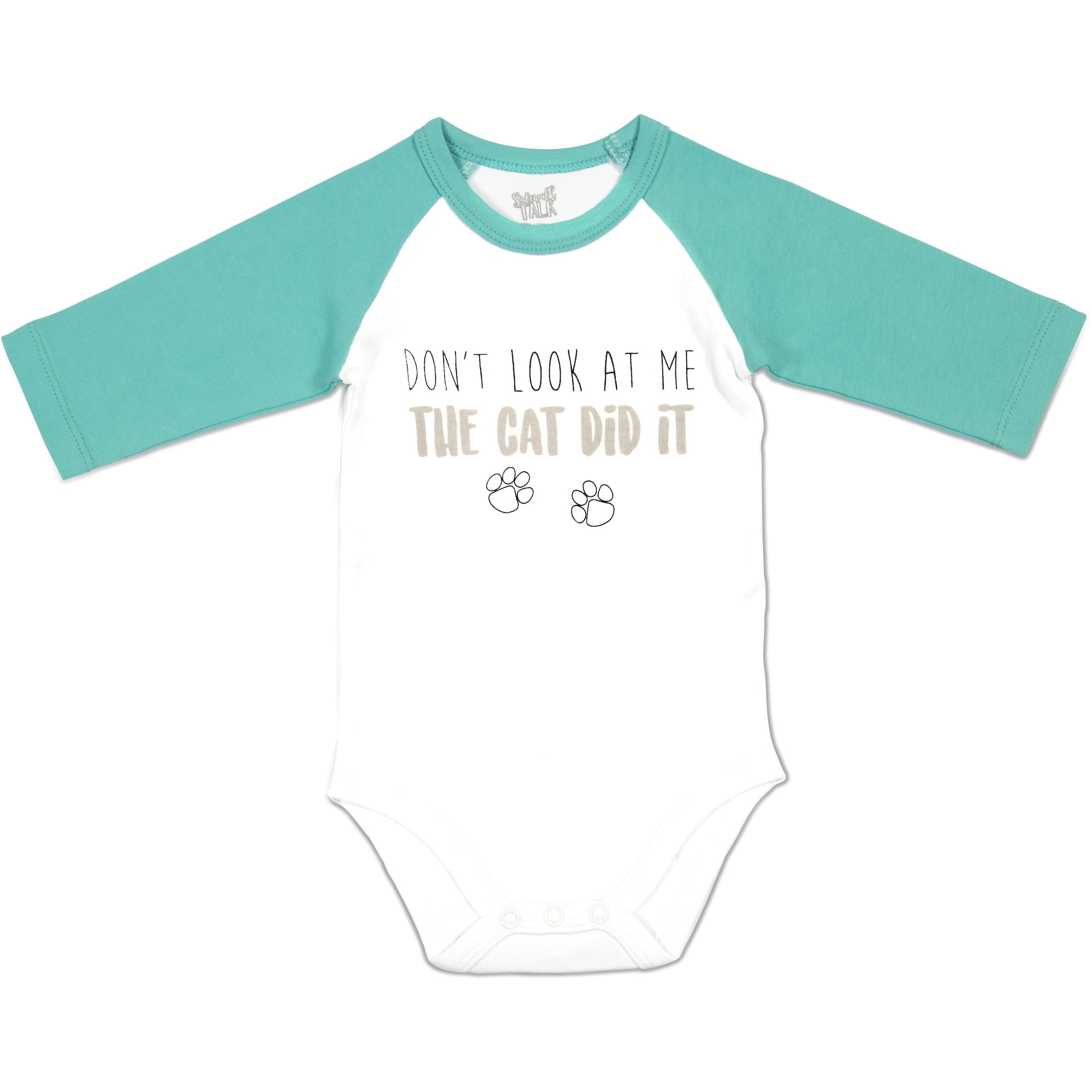 Cat Did It - 12-24 Months 3/4 Length Teal Sleeve Onesie