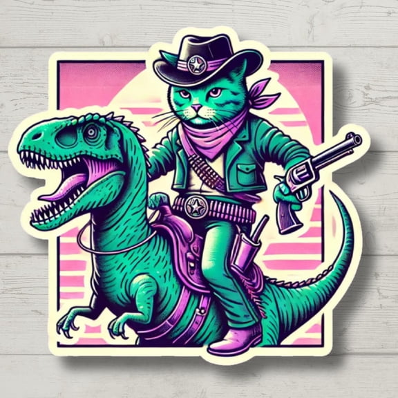 Cat Dinosaur Sticker