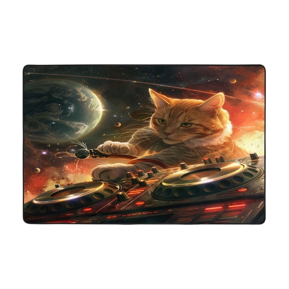 Cat Dj Space Rugs Washable Cover Floor Rug Carpets Bathroom Decorations For Kitchen Bedroom Indoor 36"X24"