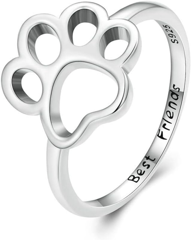 Cat Dog 925 Sterling Silver Ring for Women Best Friend Engraved ...