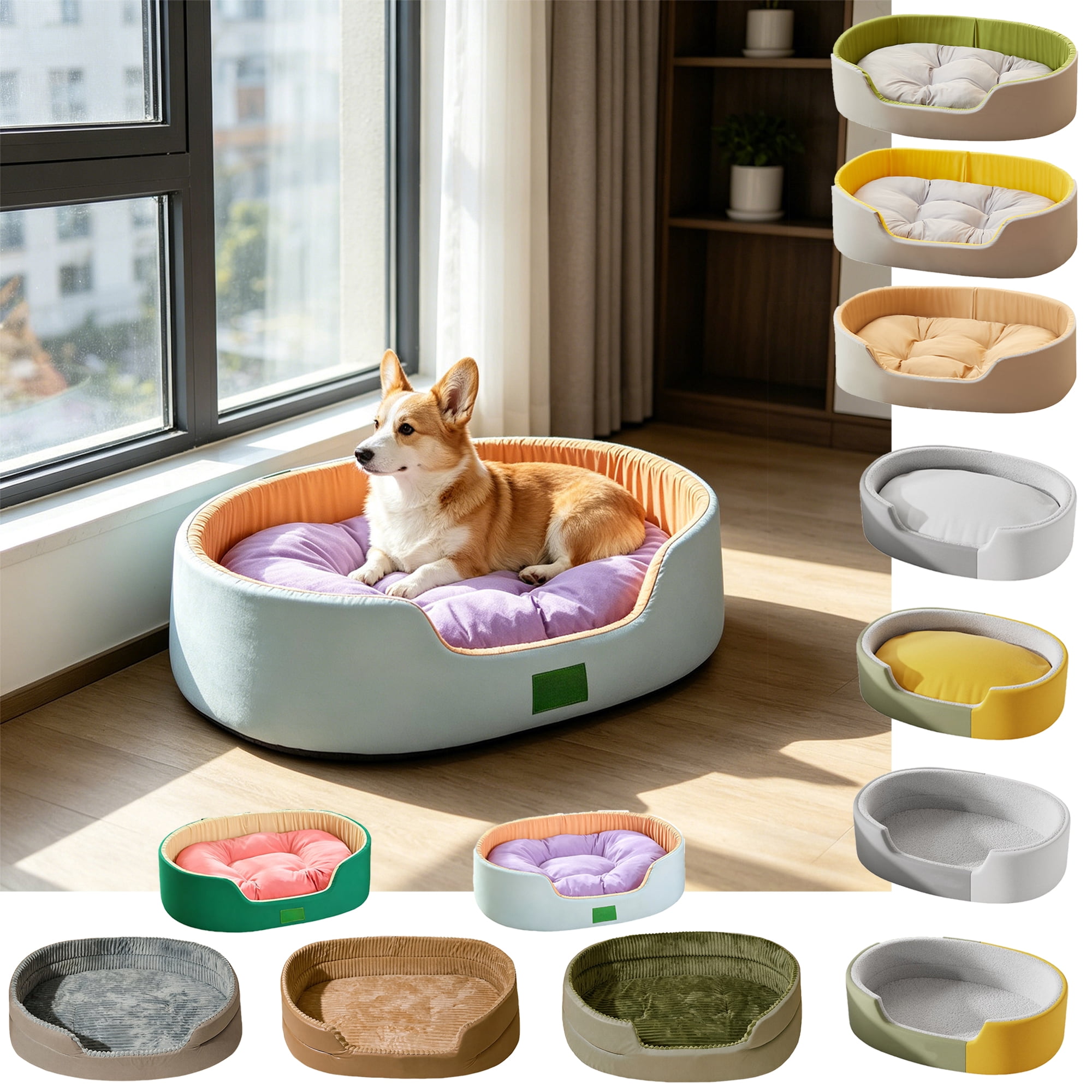 Cat Dog Beds for Indoor All Season Cats Pet Kennel Washable Cats Bed Dog Blanket with Removable Cover Bed Pad