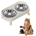 thumbnail image 1 of Cat Dog Bowl Compartment Stainless Steel Feeding and Hydration Station for Indoor Use with PP Base, 1 of 5