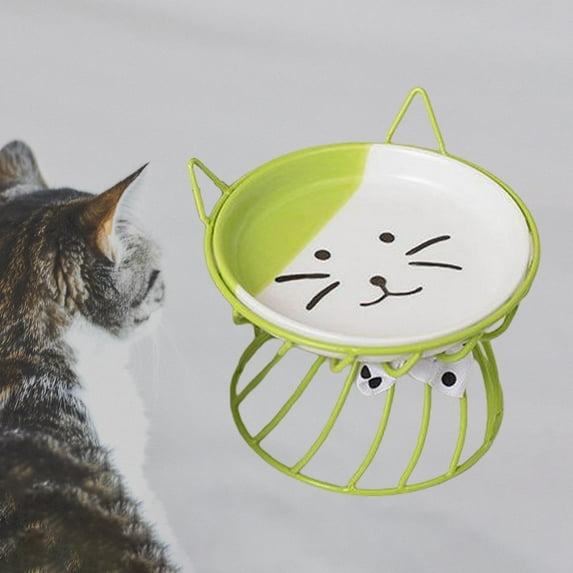 Cat Dog Bowl Snack Canned Dish with Metal Raised Stand Drinking Eating Feeding Bowl Nordic Cat Bowl Ceramic