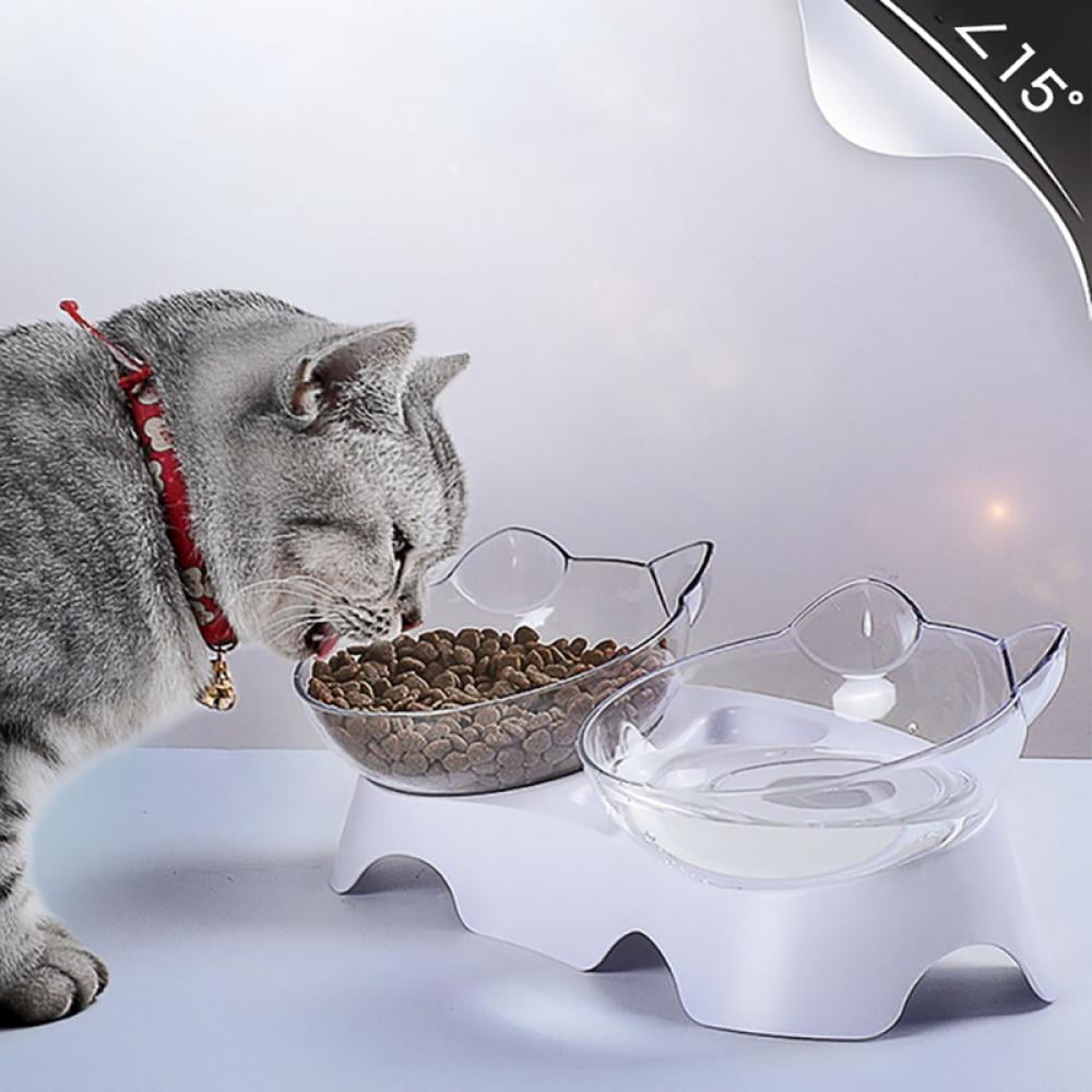 Cat Dog Bowls Elevated Cat Food Water Bowls Detachable Dog Glass Feeder Bowl Cat No-Spill Cat Food Water Bowls Set for Cats and Small Dog