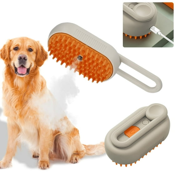Cat Dog Brush, USB Rechargeable Pet Grooming Comb With Electric Water Spray, Dog Cat Massage Brush for Short Long Haired Pets Brush Massage-Self Cleaning (Coffee)