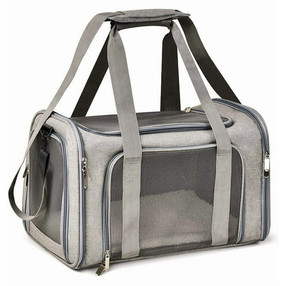 Cat, Dog Carrier for Small Medium Cats Puppies up to 15 Lbs, Pet Carrier with Safety Zippers, Airline Approved Cat Carrier