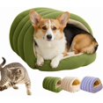 thumbnail image 1 of Cat Dog Cave Bed, 2026 New Winter Cave for Dog and Cat, Warm Plush Covered Cat House with Removable Cushion, Soft Sleeping Bed for Indoor Cats (Green, Medium), 1 of 8