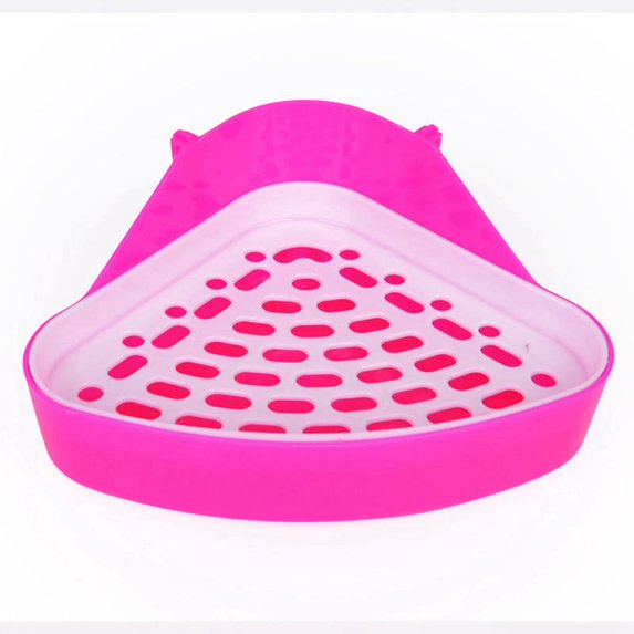 Cat Dog Clean Guinea Pig Cages Accessories Potty Training Tray Pee Pot Container for Hamster Cavy Potty Bowl Corner Litter Trays Pee Toilet Small Animal Supplies ROSE RED