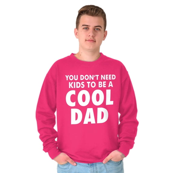 Cat Dog Dad Dont Need Kids to be Cool Men's Crewneck Sweatshirt Brisco Brands M