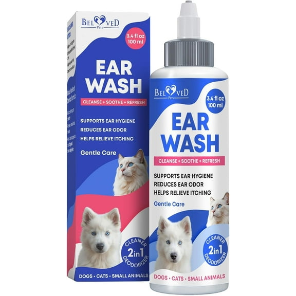 Cat & Dog Ear Cleaner Drops & Wash Solution - Yeast Otic & Itchy Ear Support for Pet - Wax Remover & Flush Remedy for Any Pets