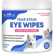 Cat & Dog Eye Wash Wipes & Tear Stain Remover, Cleaner | Gently Cleans Tear Stains & Eye Discharge, Supports Daily Eye Comfort - Safe for Small Animals
