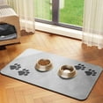 thumbnail image 1 of Cat & Dog Feeding Mat for Food and Water Bowl, Absorbent-No Stains Quick Dry Dog Water Bowl Dispenser Mat, with Waterproof-Anti-Slip Rubber Backing Pet Placemat for Messy Drinkers, Light Grey-12"x20", 1 of 6