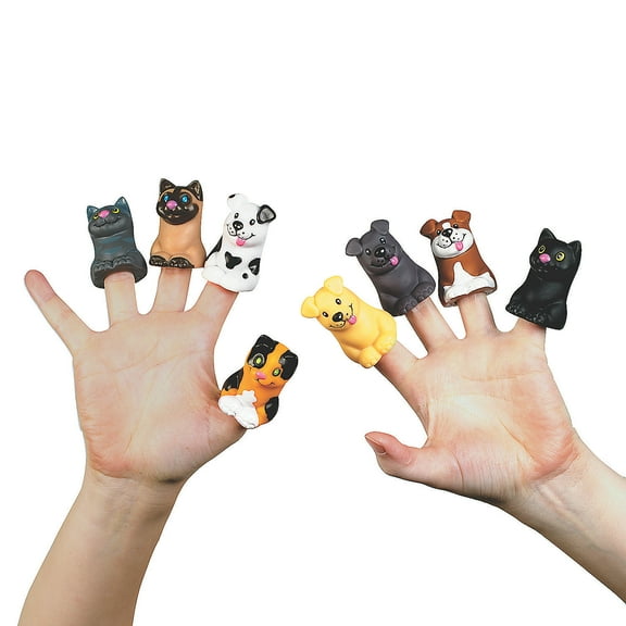 Cat/Dog Finger Puppets - 24 Pieces