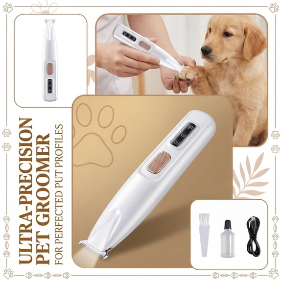 Cat & Dog Grooming Trimmer - Rechargeable Low Noise Clipper with LED Light, Waterproof & Precision for Sensitive Areas