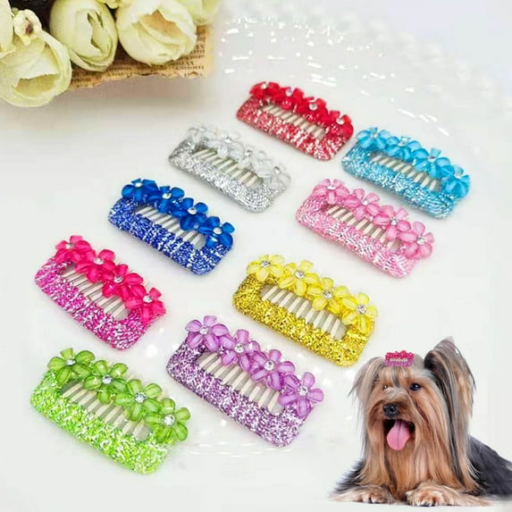 Cat Dog Hair Accessories, Pet Cat Dog Hair Bows Clips, Dogs Hair Clips Flower Embellishment Dress-up Titanium Steel Pet Puppy Hair Barrettes Pet Accessory Pet Hairpins