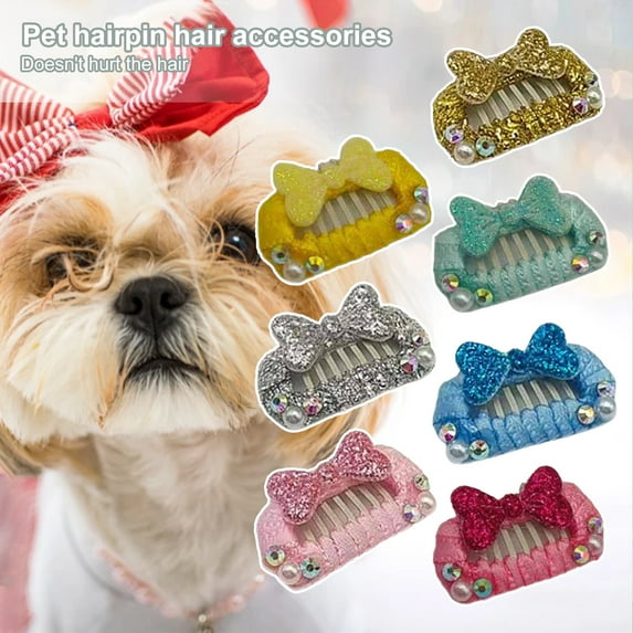 Cat Dog Hair Accessories, Pet Cat Dog Hair Bows Clips, Pet Hair Barrettes Attractive Pet Headdress Stainless Steel Fashion Bow-knot Pet Hair Clips for Christmas Pet Hair Barrettes