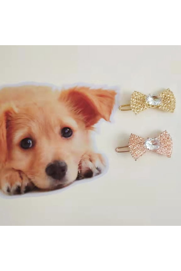 Cat Dog Hair Accessories, Pet Cat Dog Hair Bows Clips, Pets Hairpins Decorative Anti-oxidation Styling Accessories Bling Rhinestone Bow Luxury Pet Hair Clips for Cat Barrette