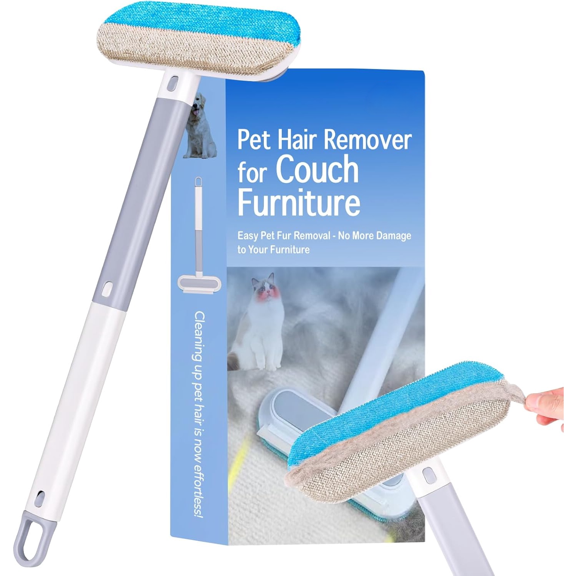 Cat and Dog Hair Remover for Couch & Furniture, Better Than Lint Rollers for Pet Hair, Reusable, Washable Fur Cleaner for Carpets, Clothing, Bedding, Portable Multi-Surface Tool for Home & Car