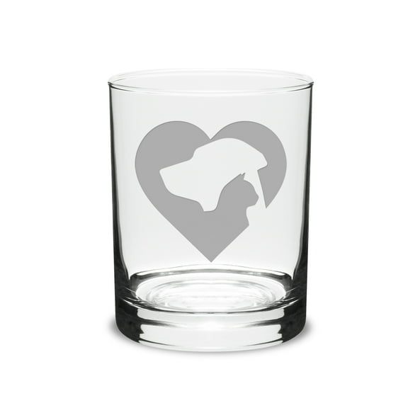 Cat Dog Heart Deep Etched Classic Whiskey Decanter