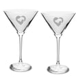 thumbnail image 1 of Cat Dog Heart Deep Etched Martini Glass Set of 2, 1 of 1