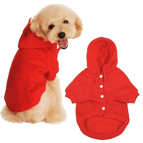 Cat Dog Hoodies Clothes Sweatshirts with Pockets for Small Dogs Vest Chihuahua Coat Clothing Warm Jacket Puppy Outfits Custume (XL, Red)