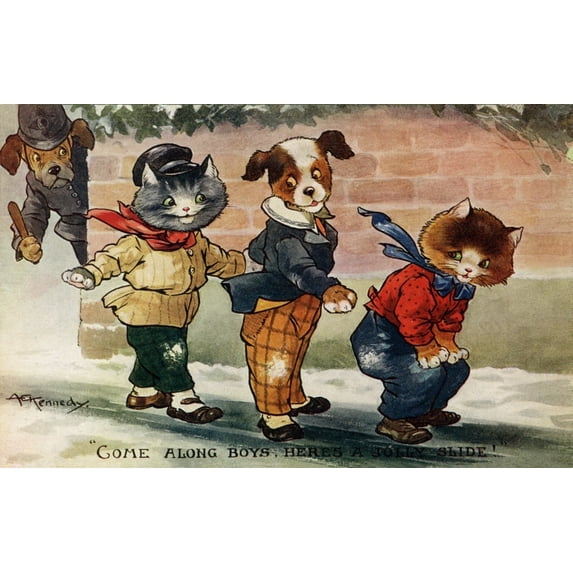 Cat & Dog Humour At Xmas Poster Print By Mary Evans Picture Librarypeter & Dawn Cope Collection