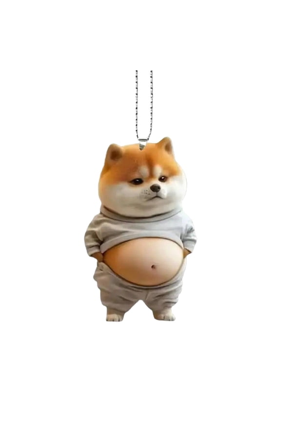 Cat Dog Keychain, Funny Big Belly Car Charm Squishy Rubbing Tummy Animal Keychain for Good Luck, Cute Novelty Gift for Pet Owners
