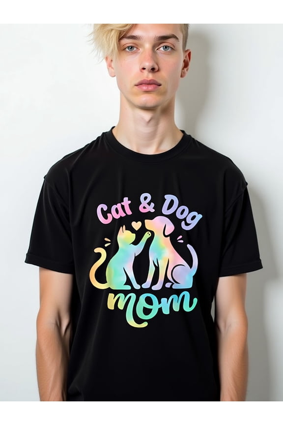 Cat & Dog Mom Pride Tee Men t shirt black elegant funny fun and playful, cool T-shirt, funny T-shirt Casual Unisex Shirt Cotton tshirts