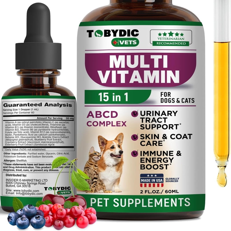 Cat & Dog Multivitamin 15 in 1 Pet Supplements with Cranberry