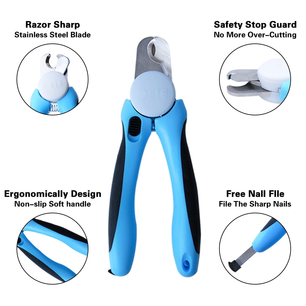 Cat Dog Nail Clippers Trimmer Professional Grooming Tools Kit, Stainless Steel Dog Cat Nail Clippers and Trimmer - Pet Nail Scissors - for Pet Claw Care, Blue