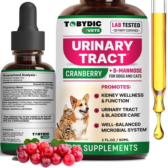 Cat & Dog Cranberry Kidney + Bladder Support Supplement - Urinary Tract Wellness - Supports Normal Urinary Function - Pet Renal Support