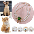 thumbnail image 1 of Cat Dog Pearl Collar, Pet Pearl Necklace Collars Adjustable Pet Jewelry Accessories Birthday Wedding Party Collar for Puppy Kitten Dress - Green,XS, 1 of 9