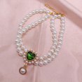thumbnail image 1 of Cat Dog Pet Collar Double Layer Pearl Necklace, Heart Shaped Rhinestone Imitation Pearl Alloy, Adjustable Length Princess Style For Cats Dogs, 1 of 6