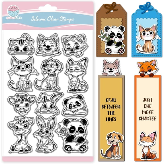 Cat Dog Rabbit Clear Stamps for Scrapbooking Panda Fox Giraffe Silicone Stamps Cute Animals Transparent Stamp for Card Making Embossing Journaling colorful DIY