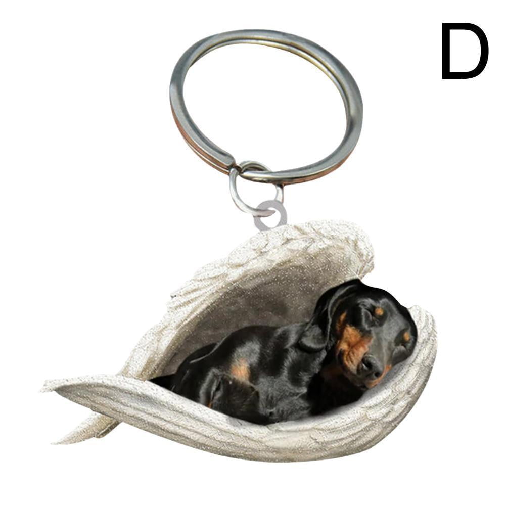 Cat Dog Sleeping Angel Acrylic Keychain Q8B1 