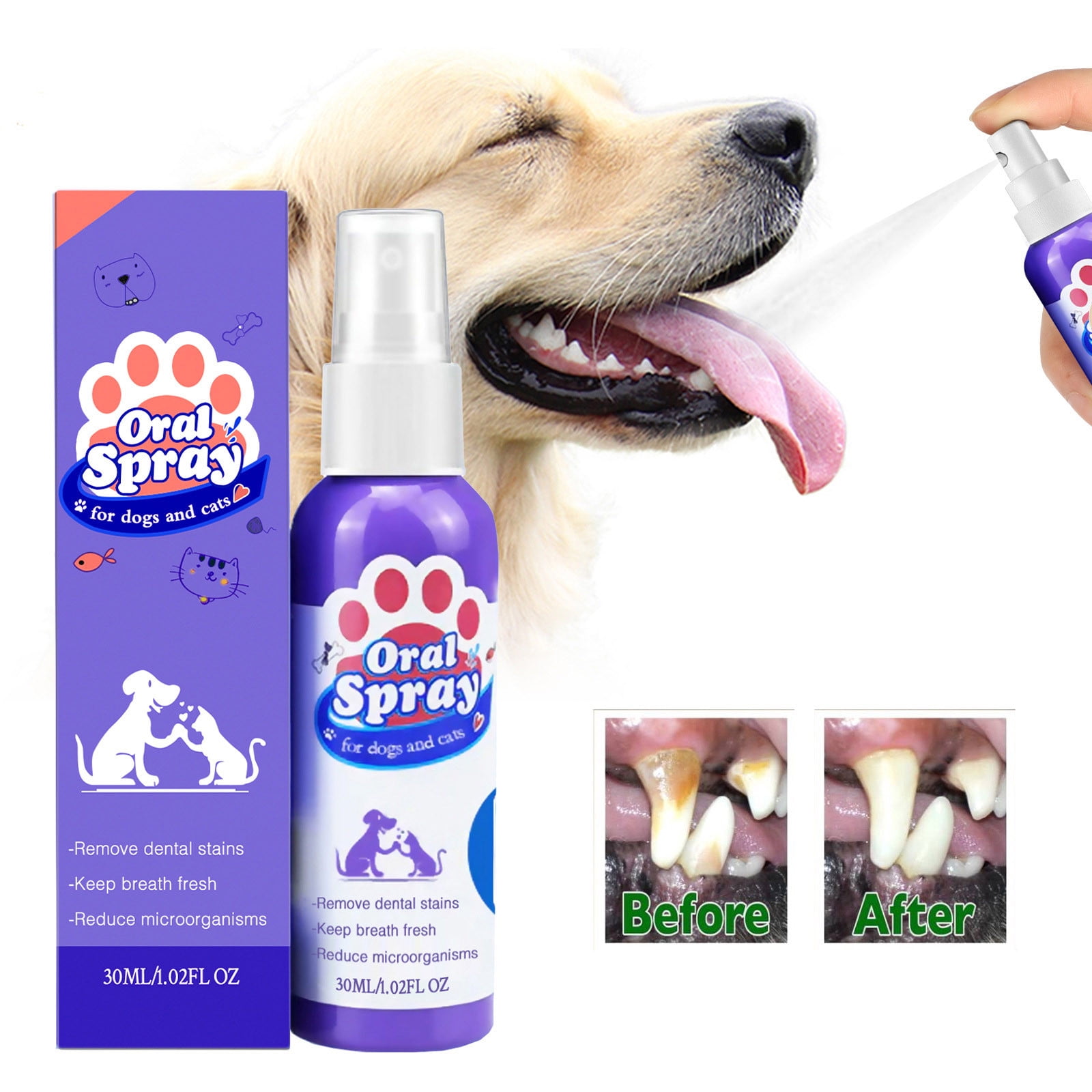 Cat Dog Tooth Cleaning Spray To Tooth Stains Bad Breath Fresh Breath
