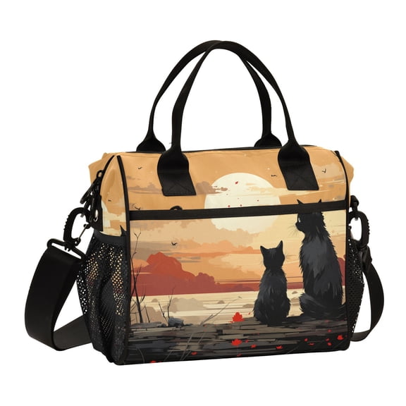 Cat Dog Trees Sun Clouds Cooler Bag Lunch Bag Soft Cooler Cooling Tote Insulated Lunch Box for Adult Men Women