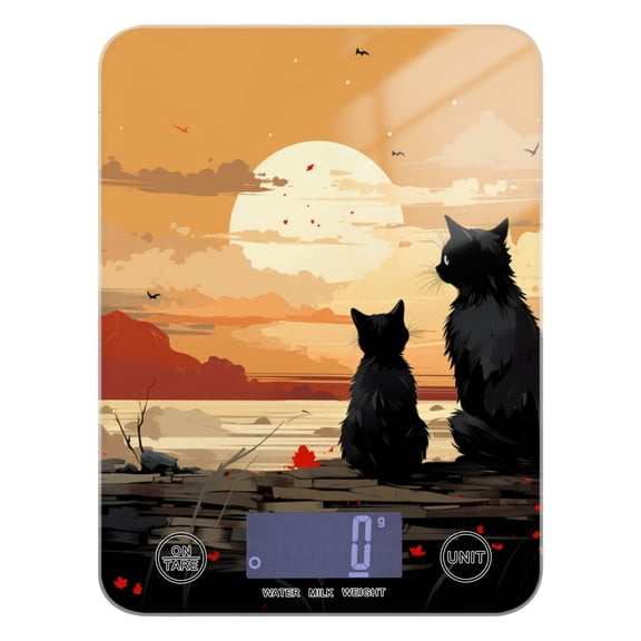 Cat Dog Trees Sun Clouds Food Scale Digital Kitchen Scale Waterproof Tempered Glass Tare Function 11 lb for Baking Cooking Meal Prep