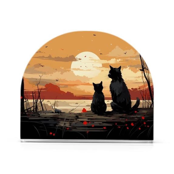 Cat Dog Trees Sun Clouds Napkin Holder for Table Clear Napkin Stand Paper Holder Acrylic Organizer Dispenser Napkins for Dinner Kitchen Restaurant Room