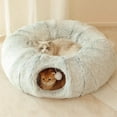 thumbnail image 1 of Cat Dog Tunnel Bed with Central Mat, Big Tube Playground Toys, Warm Fluffy Plush Bed for Indoor Cat Kitty Kitten Puppy Rabbit, 1 of 7