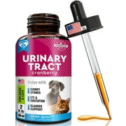 Cat & Dog Urinary Tract Infection Treatment & Natural UTI Cranberry -Kidney+Bladder Support Supplement - Best Prevention Urine Incontinence, Bladder Stones - Pet Renal Health & UTI Care Drops