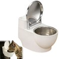 thumbnail image 1 of Cat & Dog Water Bowl – Toilet-Shaped Pet Drinking Dispenser with Removable Stainless Steel Inner Bowl, Anti-Spill, Non-Slip Raised Bowl for Cats, Kittens, and Small Dogs, 1 of 7