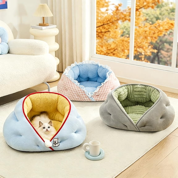 Cat Dogs Beds Indoor Pet Bed Pet Villa Cats Bed Bed Removable Dog Bed Winter Warm Cats Bed Two Purpose Pet Nests Pet Mat