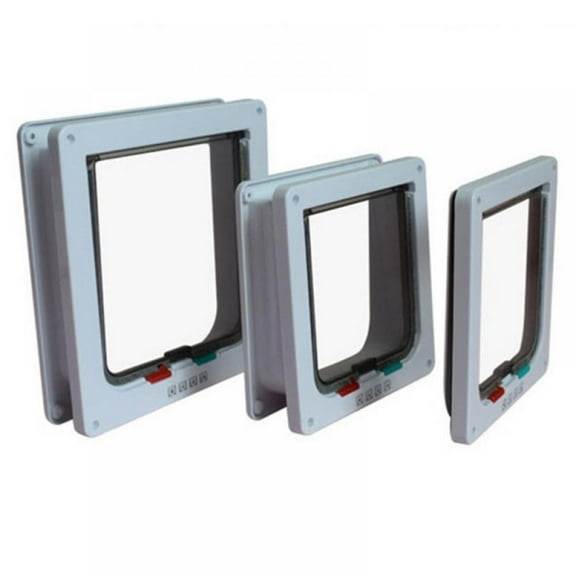 Cat Door, (Outer Size 9.84*9.25*2.08") 4 Way Locking Cat Flap Door for Interior Exterior Doors, Cats & Dog Pet Doors for Window & Wall