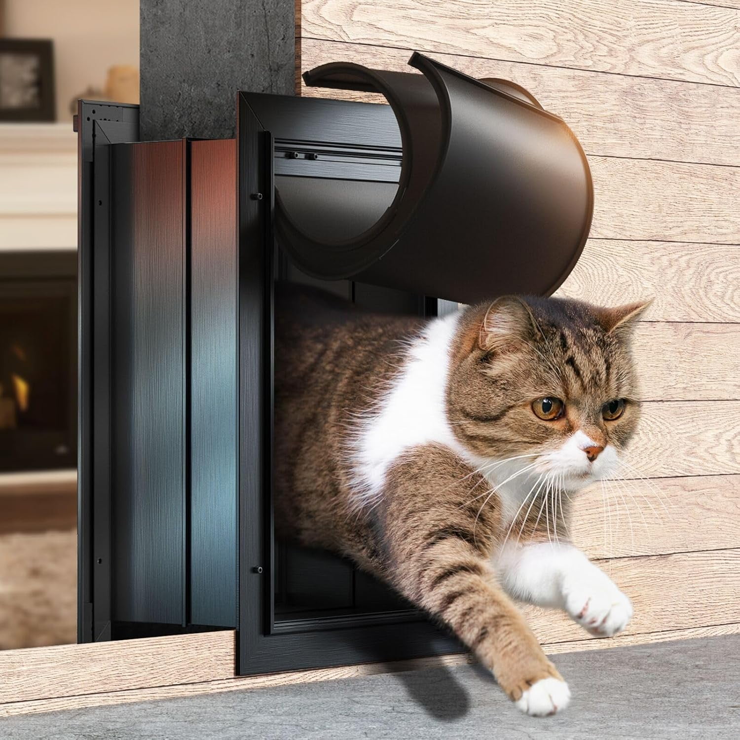 All-Aluminum Pet Door For Wall - Double Magnetic Flaps For Cats & Small Dogs Up To 22 Lbs
